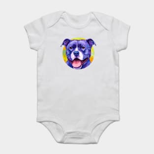 Peppy Purple Pitbull Terrier Dog Baby Bodysuit